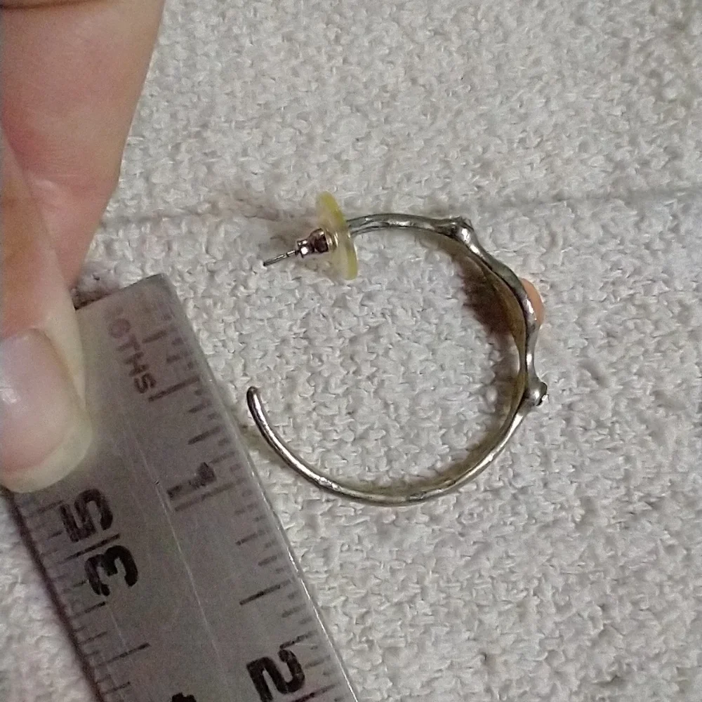 Goldtone peach crystal hoop earrings